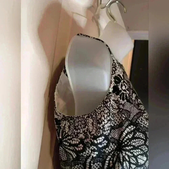 Adorne black white holiday party lace floral Whimsigoth Fairy Grunge Midi Dress - Picture 6 of 7